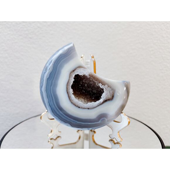 Druzy Agate Moon Crystal Carving